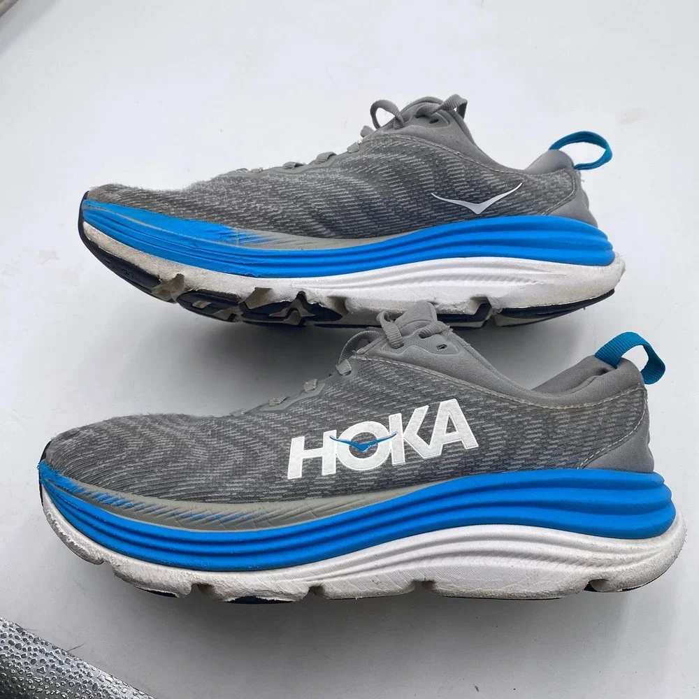 Hoka Gaviota 5 Running Shoes Mens 8.5 D Grey Blue Stability Sneaker 1127929 LDVB